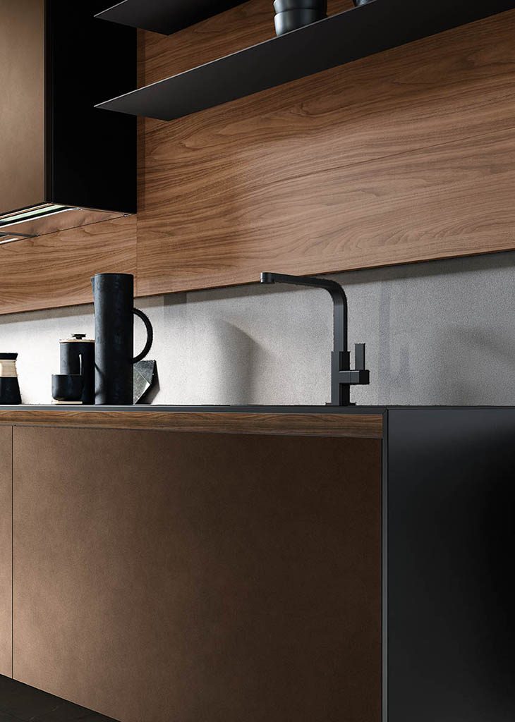 Cuisine Valdesign Zafferano avec meuble haut en bois