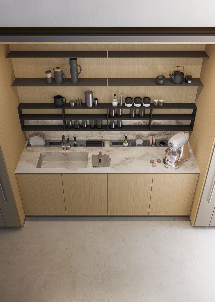 Cuisine cachée Valdesign Sesamo, niche en bois