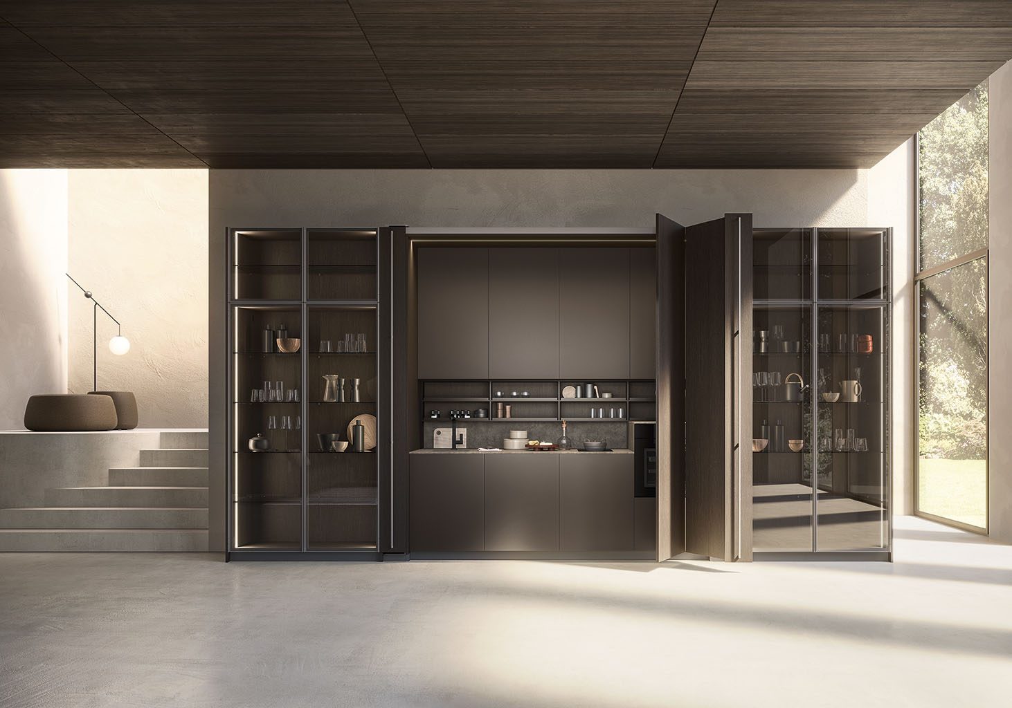 Cuisine Valdesign cachée, portes ouvertes