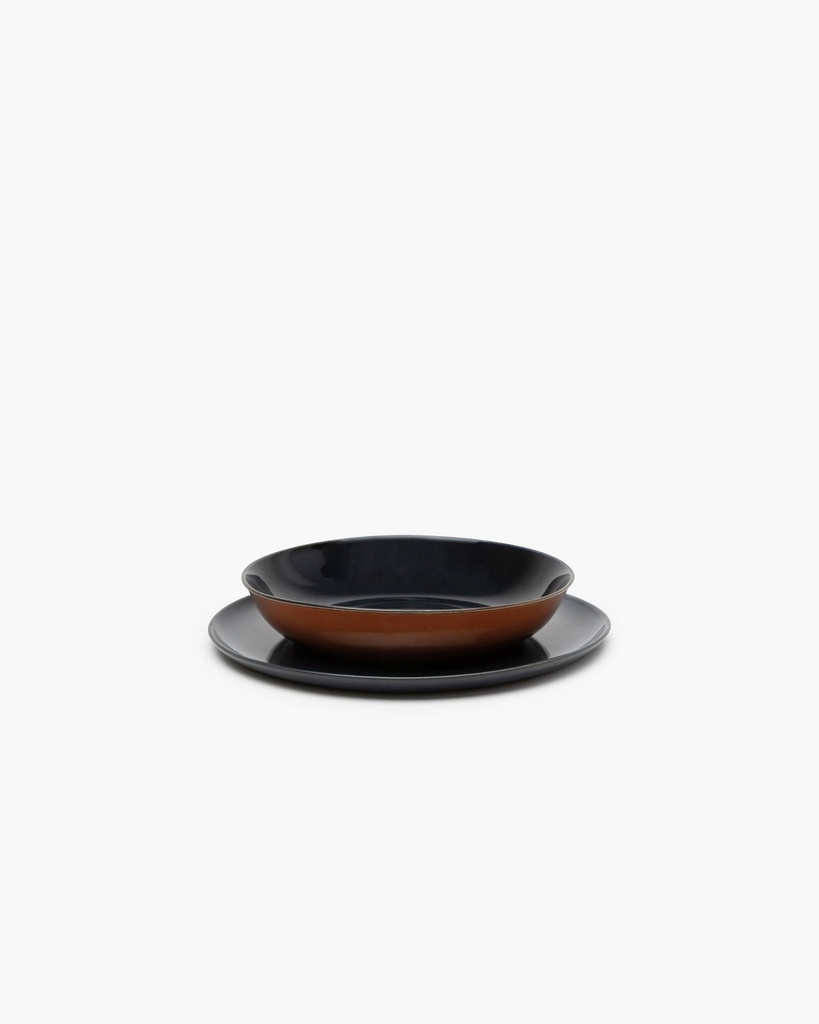 Assiette creuse s - dark blue/rust 4