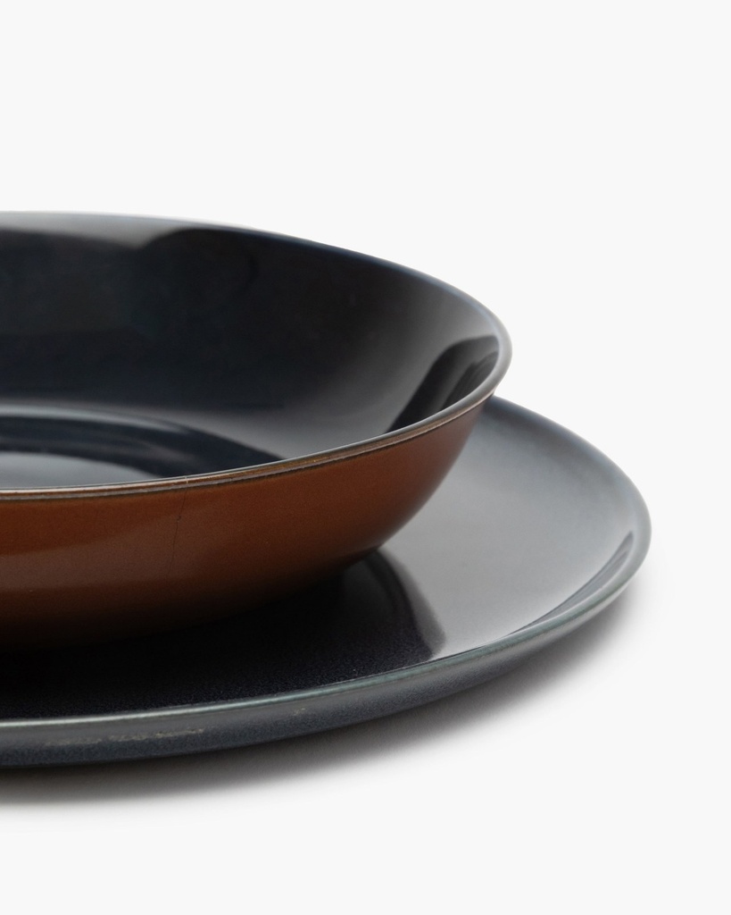 Assiette creuse s - dark blue/rust 5
