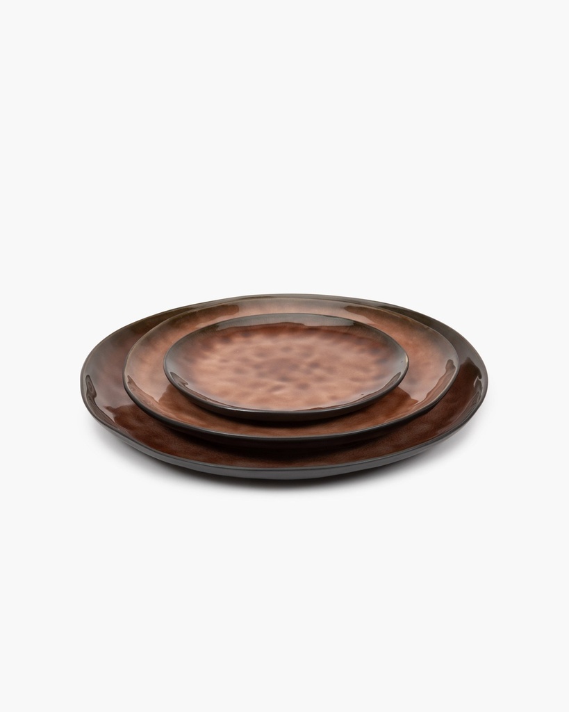 Assiette ronde large d34 brun 4