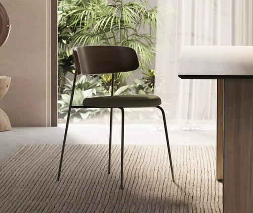 Chaise Cover – pied métal, dossier bois