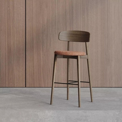 Chaise de bar Cover – pied bois, dossier bois
