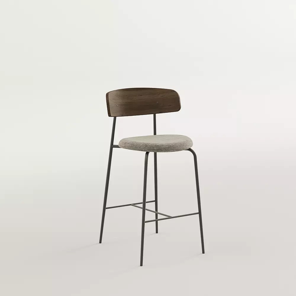 Chaise de bar Cover – pied métal, dossier bois