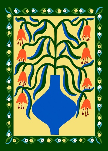 Madelen möllard, orange fantasy flowers - 30x40 cm — vue 1