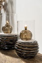 Lampe à huile ronde Elegant – verre champagne, laiton – M Ø11 cm