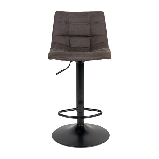 Chaise de bar Middelfart – microfibre, gris foncé, pieds noirs (2)