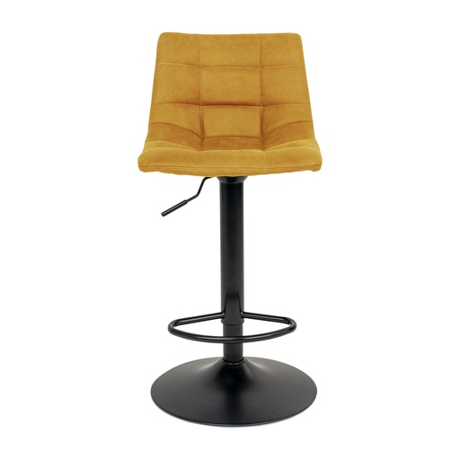 Chaise de bar Middelfart – velours, jaune moutarde, pieds noirs (2)