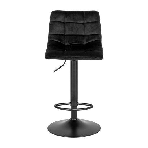 Chaise de bar Middelfart – velours, noir, pieds noirs (2)