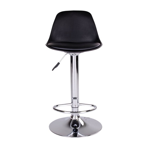 Chaise de bar Trondheim – similicuir, noir, pieds chromés (2)