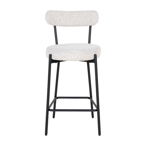 Chaise de comptoir Badalona – bouclette, blanc, pieds noirs (2)
