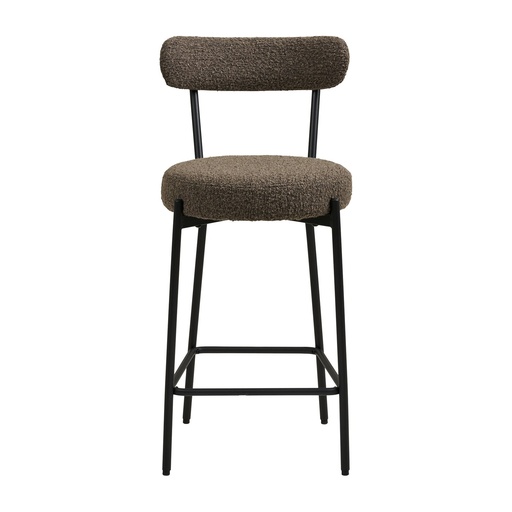 Chaise de comptoir Badalona – bouclette, marron, pieds noirs (2)
