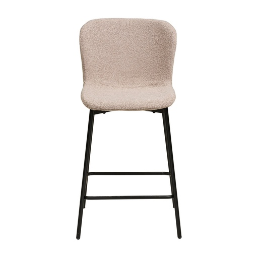 Chaise de comptoir Maceda – bouclette, beige, pieds noirs (2)