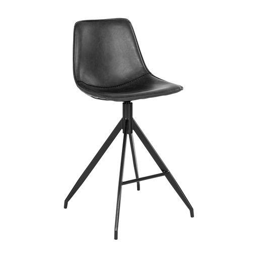 Chaise de comptoir Monaco – similicuir, noir, pieds noirs (2)
