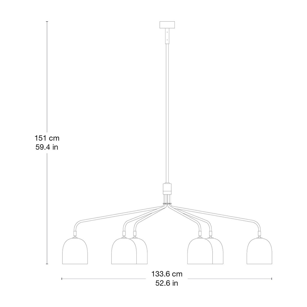 Lustre Howard – 6 bras — dessin de face
