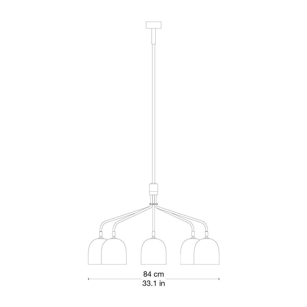 Lustre Howard – 6 bras — dessin de profil