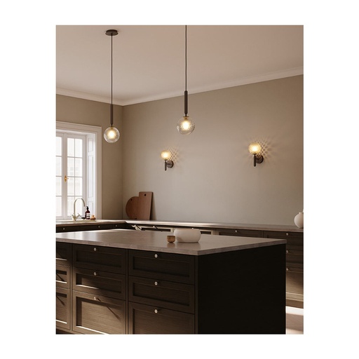 Suspension Miira 1 — standard – Ø 14 cm · gris roche / verre optique clair — vue 2
