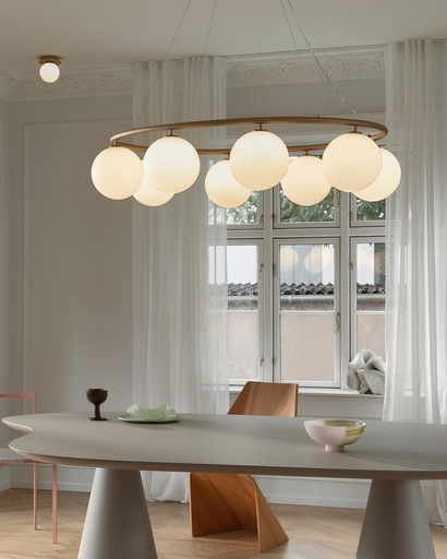 Lustre Miira 8 ovale — laiton / verre opale — vue 2