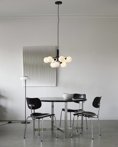 Lustre Apiales 9 — noir satiné / verre opale — vue 2