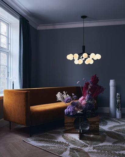 Lustre Apiales 18 — noir satiné / verre opale — vue 2