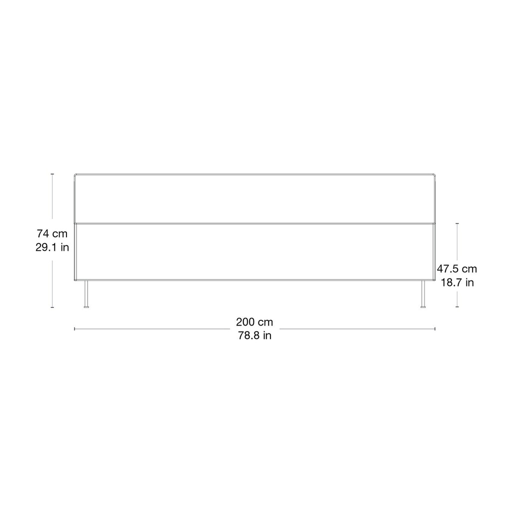 Banquette Modern Line entièrement tapissée — dessin de face
