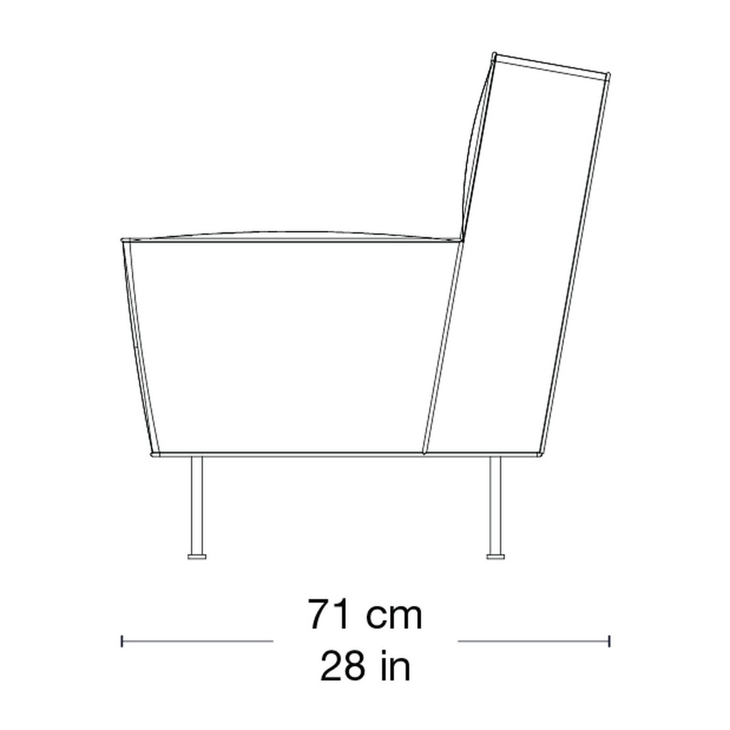 Banquette Modern Line entièrement tapissée — dessin de profil
