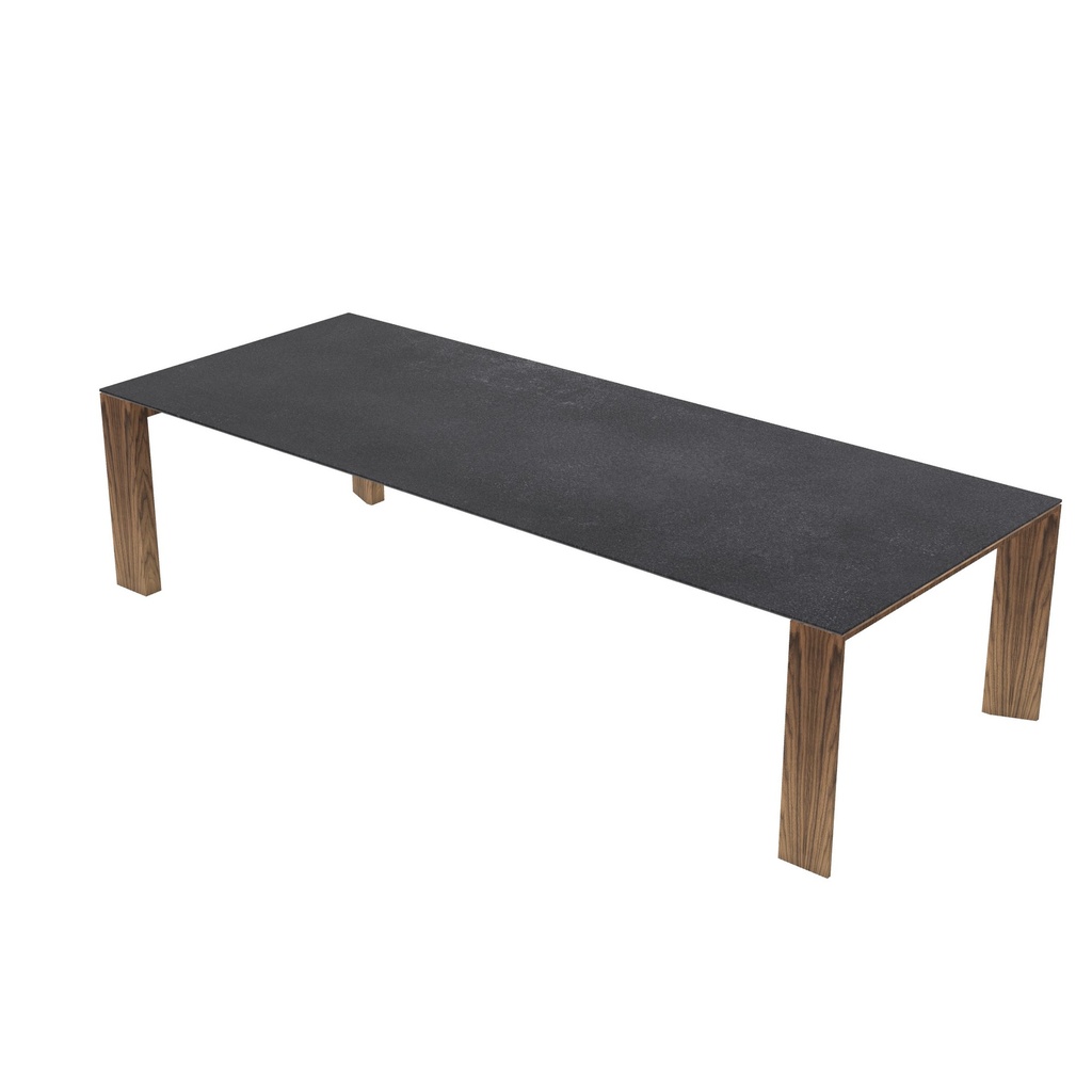 300 × 120, plateau Dark, pieds noyer Canaletto