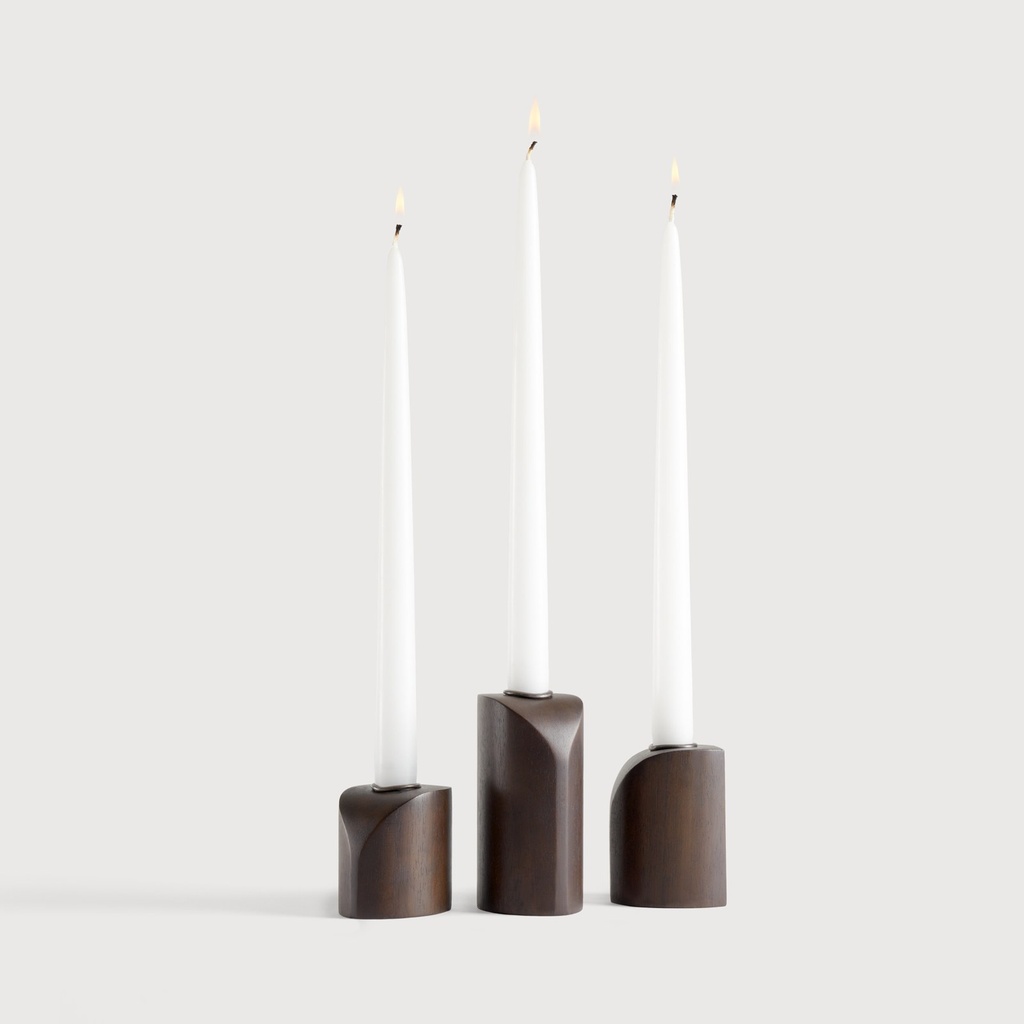 Bougeoir PI – acajou brun foncé – 6×6× 3