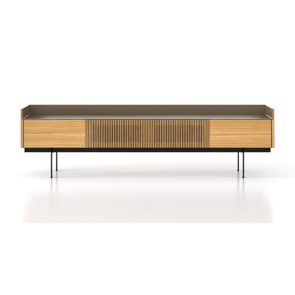 Meuble TV Stockholm STH453 – 4 abattants, 2 centraux à lattes – 238 cm