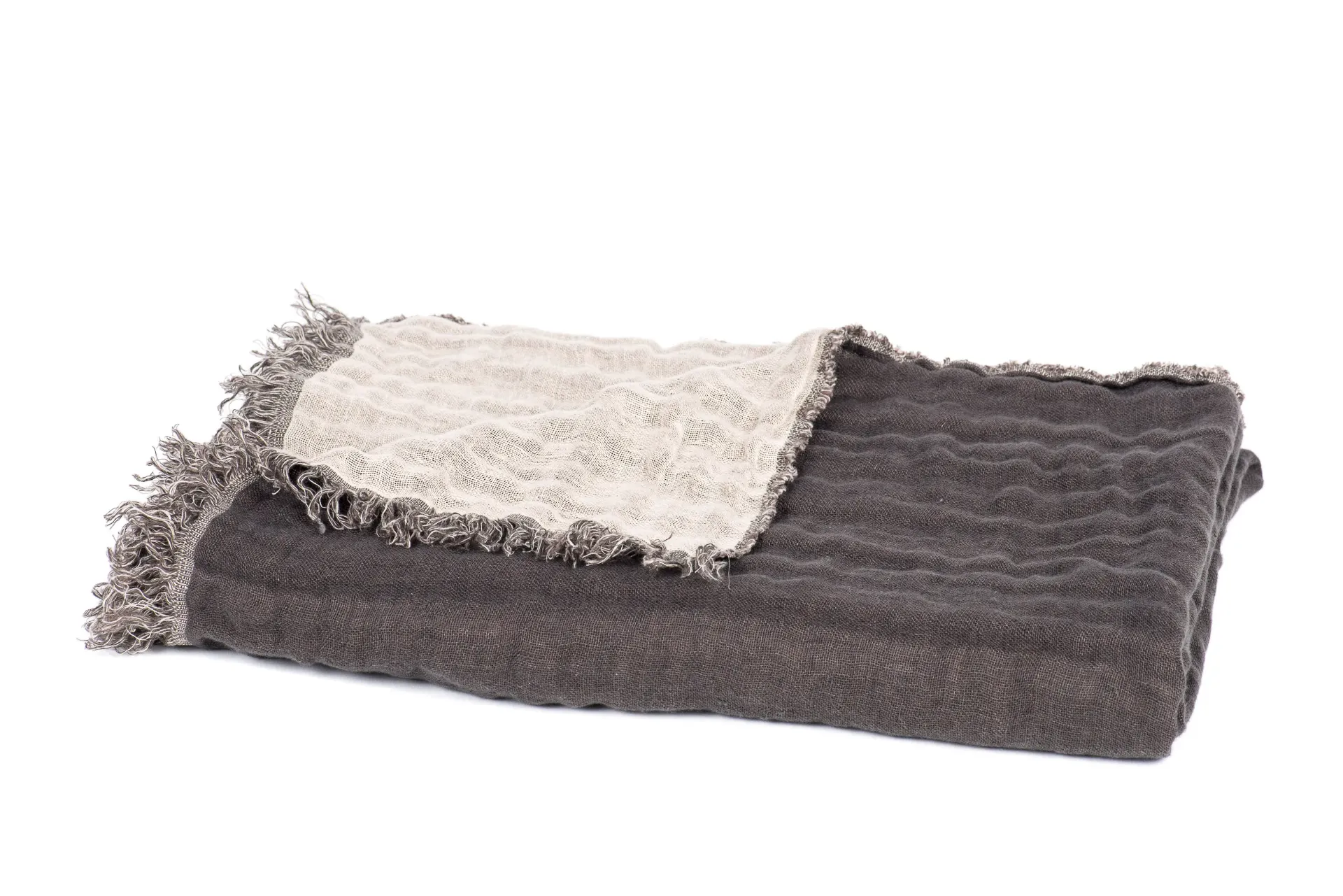 [12325_10_130] Plaid baya - naturel / charbon - 135x200cm
