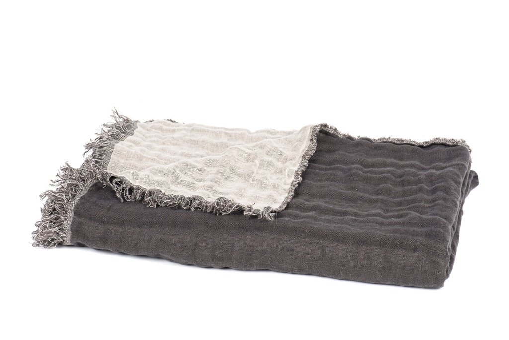 [12325_10_130] Plaid baya - naturel / charbon - 135x200cm