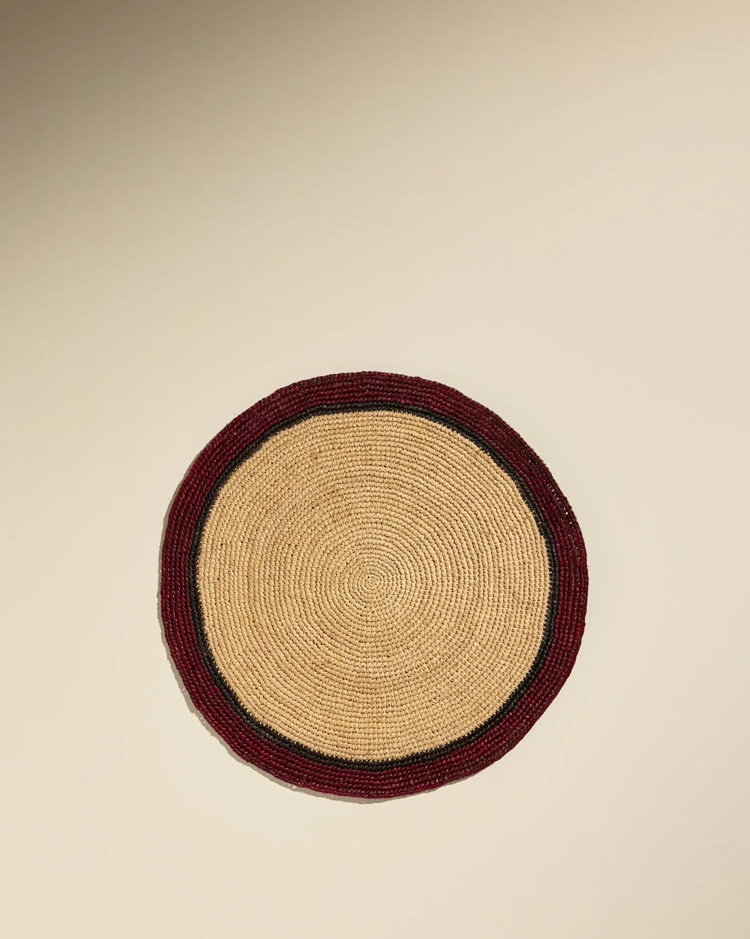 [12SETTABGLO-NATCAR] Set de table globe - naturel/carmin - D38 cm