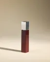 Bougeoir oscar - carmin / argenté - h15 cm