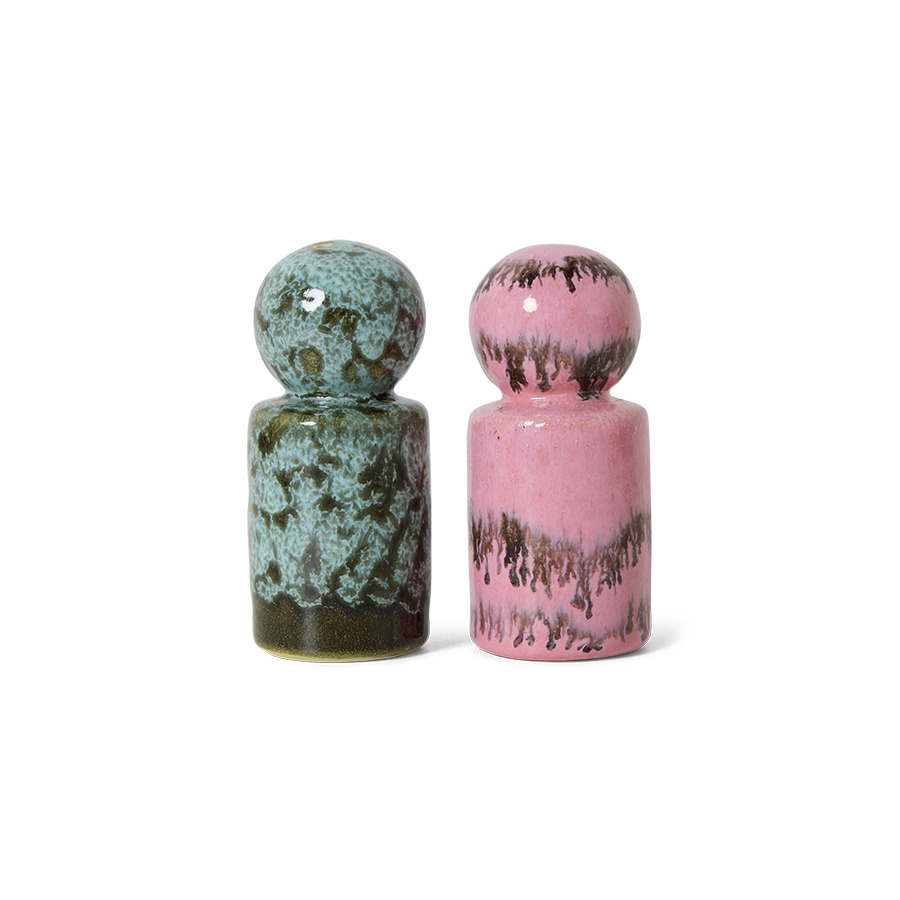 70s ceramics: pepper & salt jar, baroque
