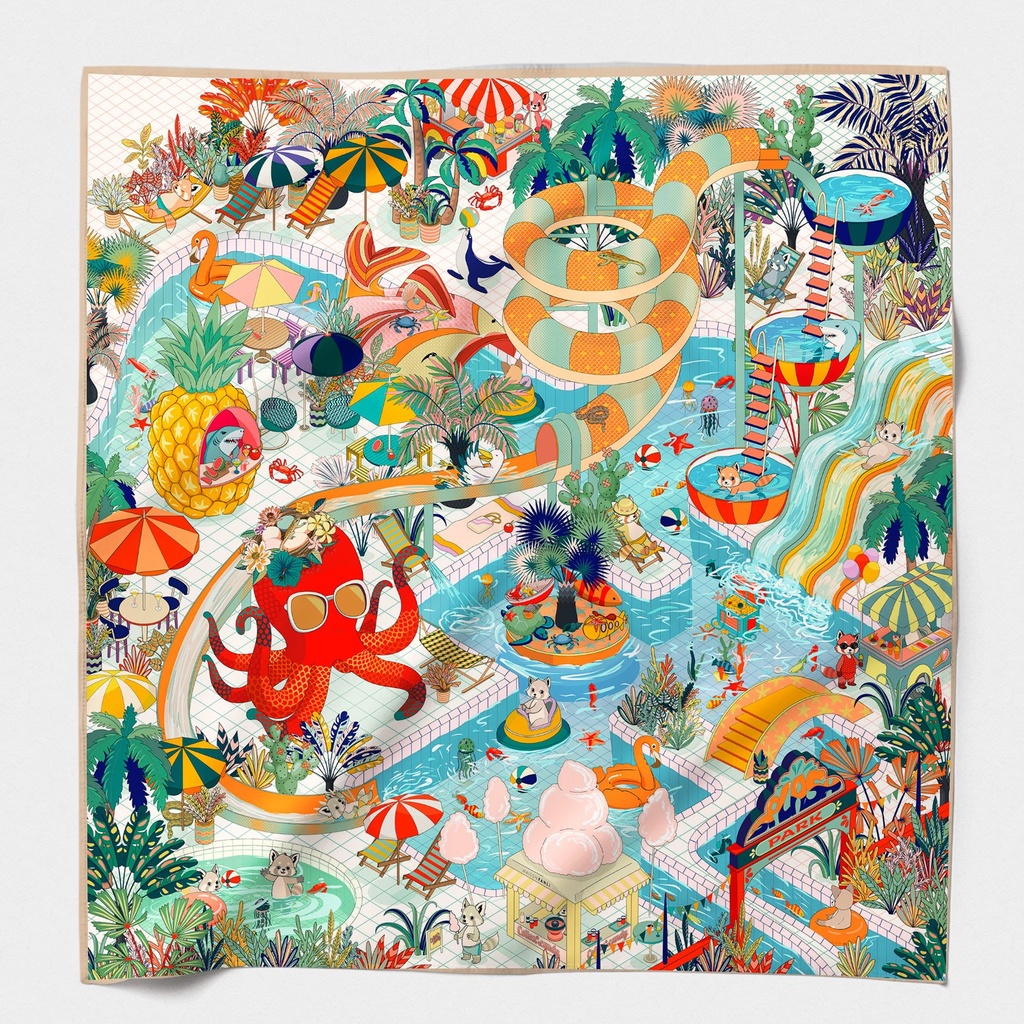 Carré de soie 70 × 70 cm – Aquaparc Original
