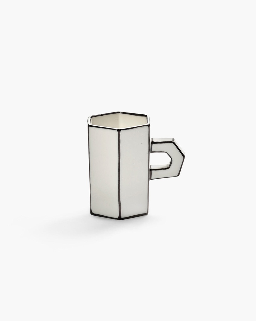 [B0125003-008] Tasse blanc/noir à expresso double - 8x5.8x7.7 cm