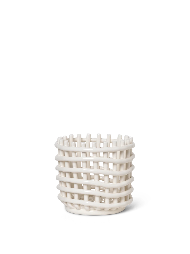 [110073202] Panier en céramique – petit – blanc cassé