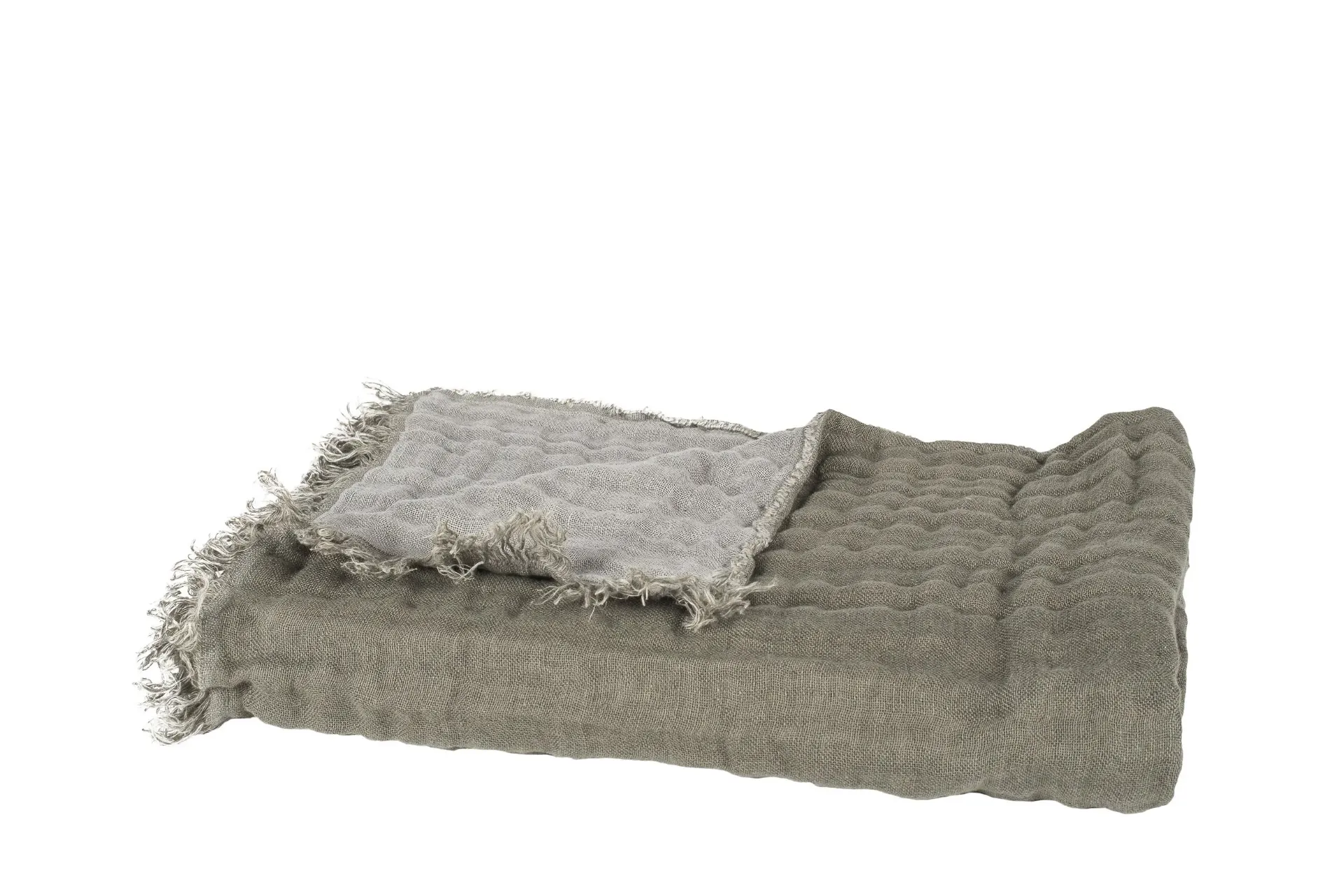 [12325_17_130] Plaid baya - kaki / béton - 135x200
