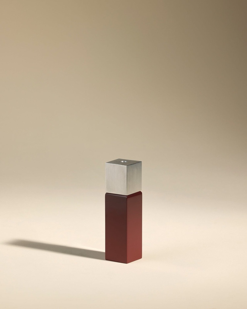 Bougeoir oscar - havane / argenté - h15 cm