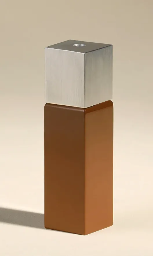[12DECBGROSC-HAVAH15] Bougeoir oscar - havane / argenté - h15 cm