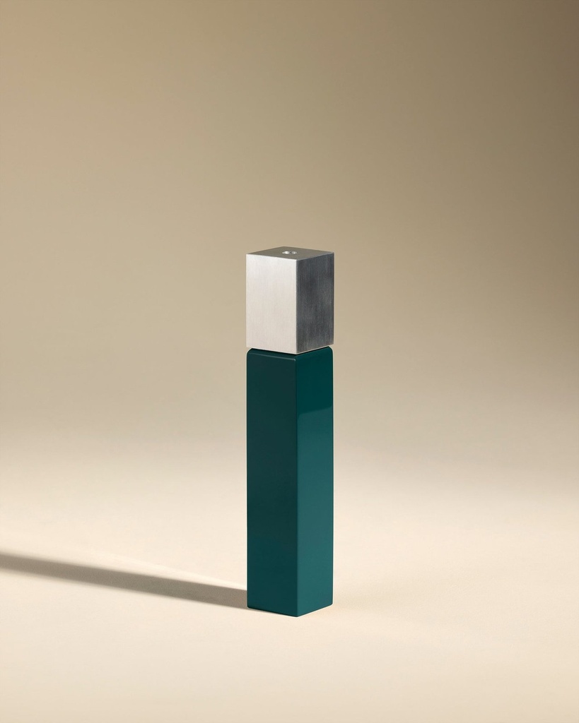 Bougeoir oscar - bleu sarah / argenté - h23 cm