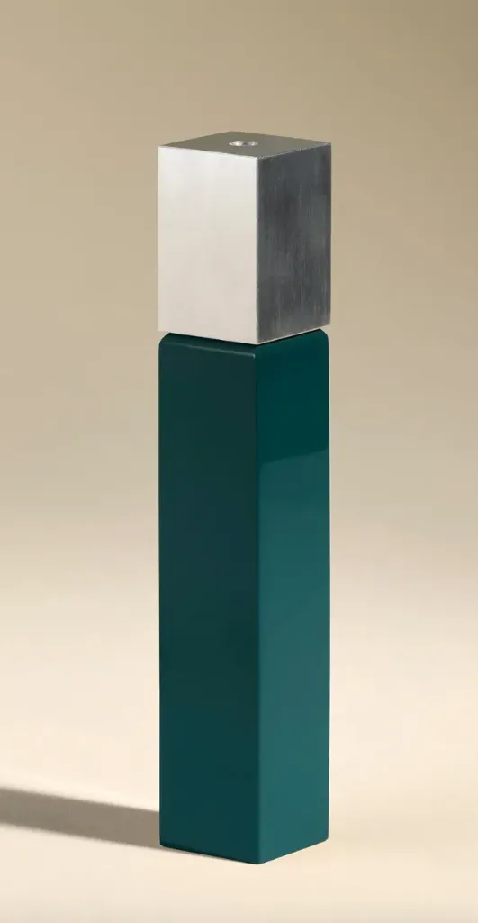 [12DECBGROSC-BLEUH23] Bougeoir oscar - bleu sarah / argenté - h23 cm