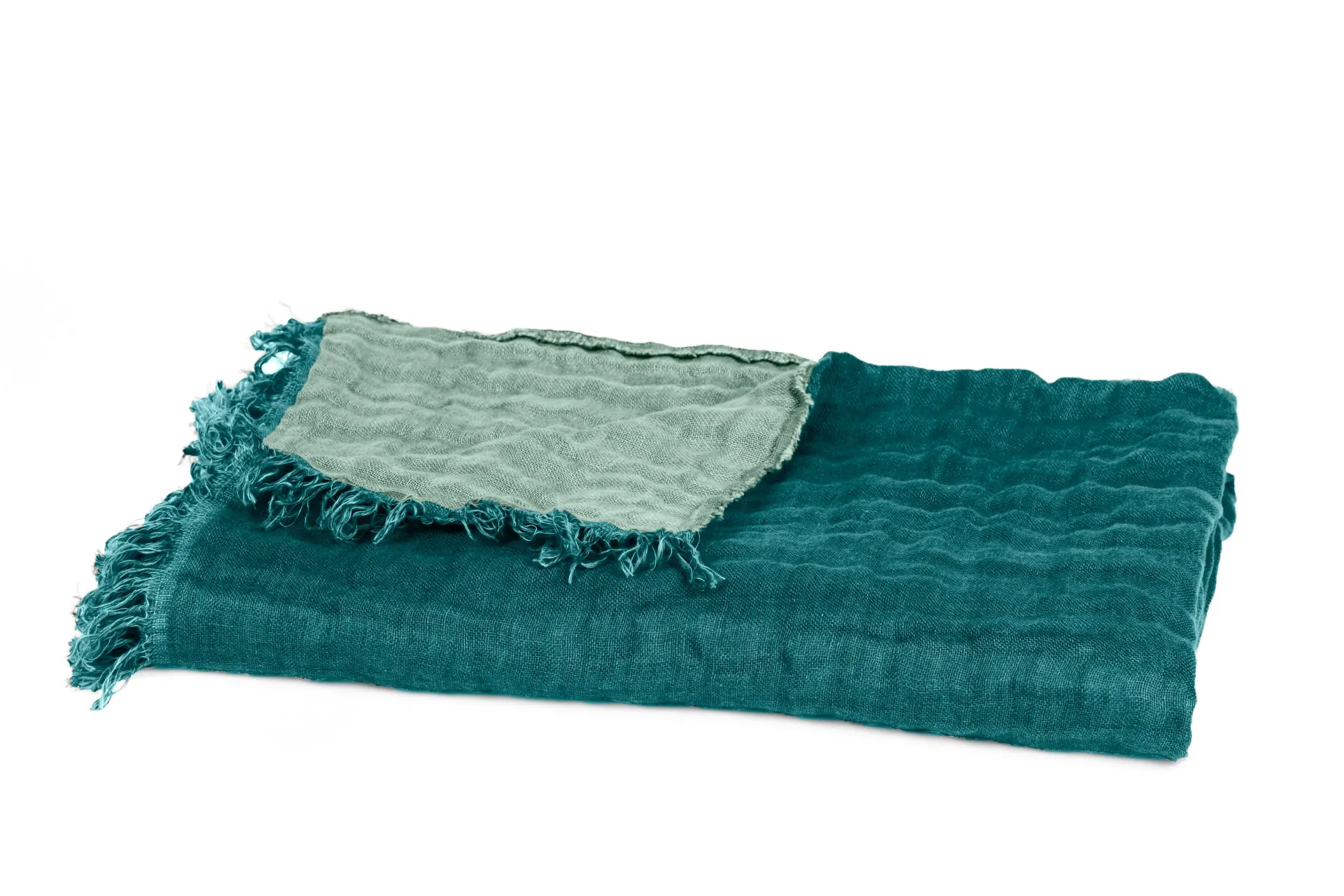 [12325_21_130] Plaid baya - bleu de prusse/celadon - 135x200