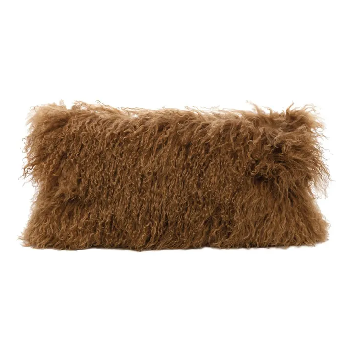 Coussin chèvre du tibet/lin - havane - 25x50 cm