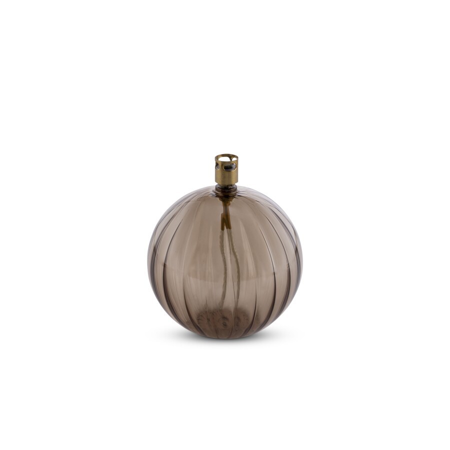Lampe à huile ronde Elegant – verre champagne, laiton – M Ø11 cm