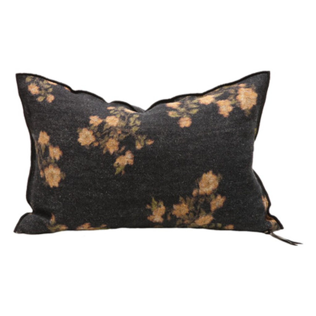Coussin lin wabi sabi imprimé - les roses ocre - 40x60 cm