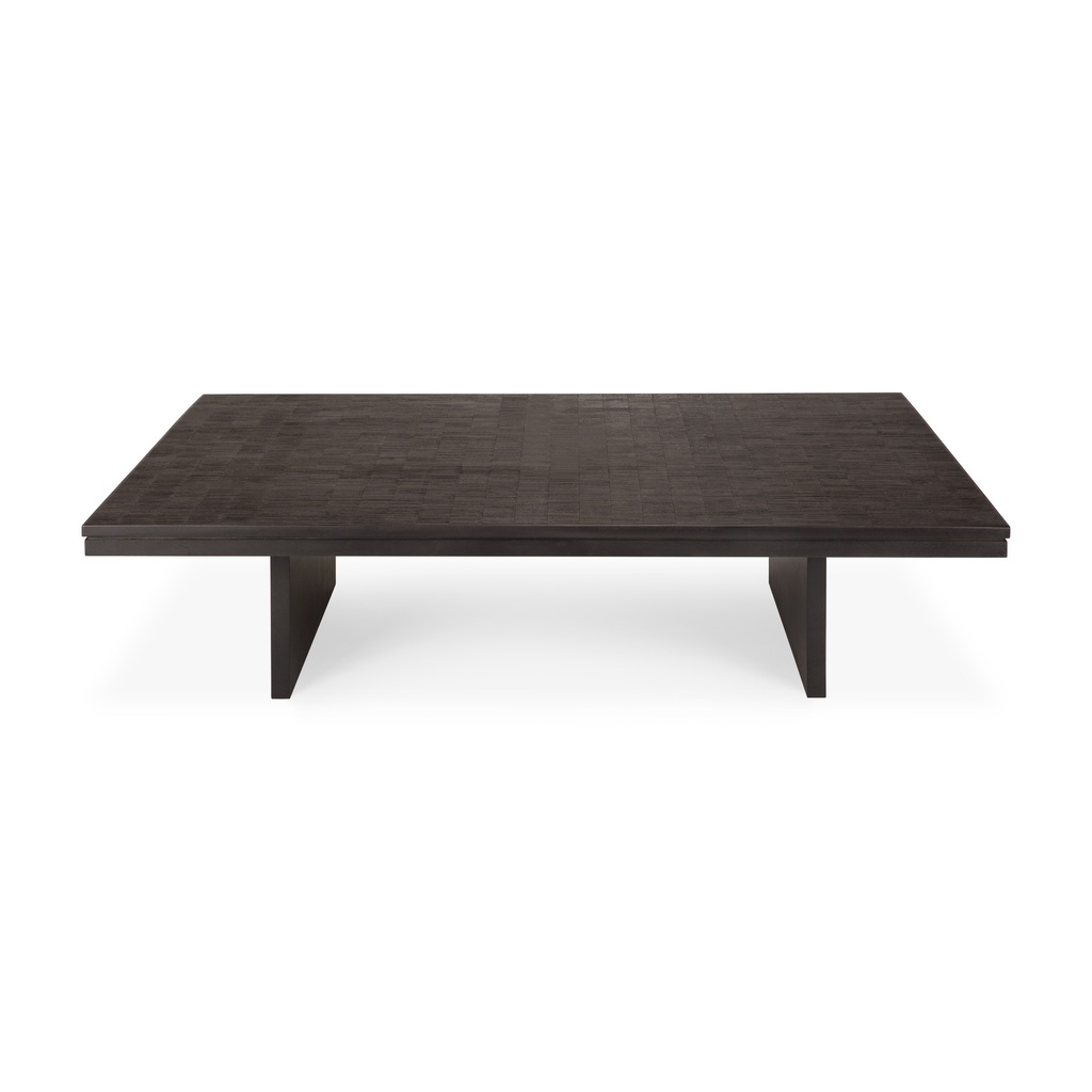 [12256] Table basse Grooves – Teck noir – 140×110×34 cm