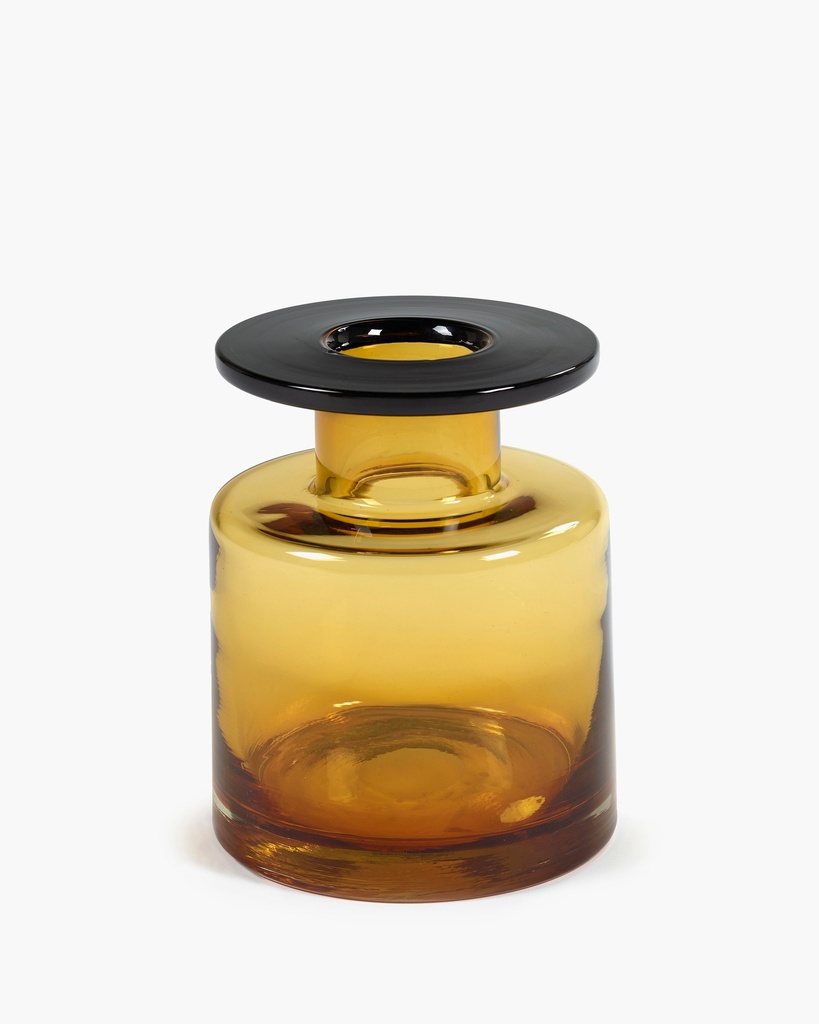 Vase wind & fire d18.5 x h22 cm - ambre/noir