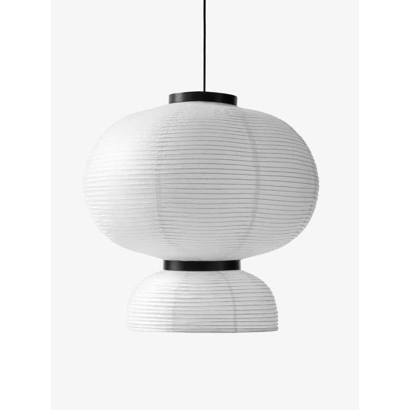 [133118A155] Suspension Formakami JH5 – blanc ivoire & chêne teinté noir – d.70 cm